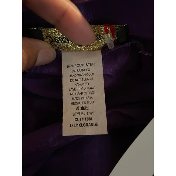 Sexy Diva Deep Purple Box Pleat Midi Skirt 1X – Silk Shantung Look - Picture 6 of 6